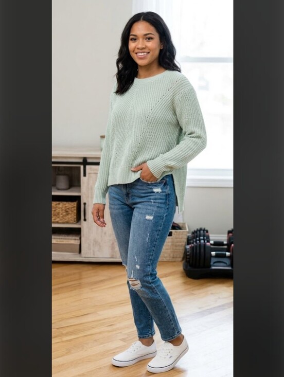 H&M Sweaters - H&M Soft Sage Crewneck Knit Sweater
